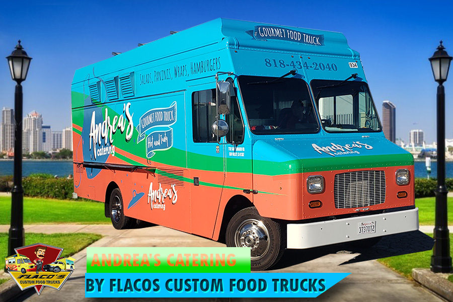Food truck turquesa construido por Flacos